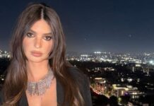 Emily Ratajkowski Stuns in Plunging Dress at Swarovski Event